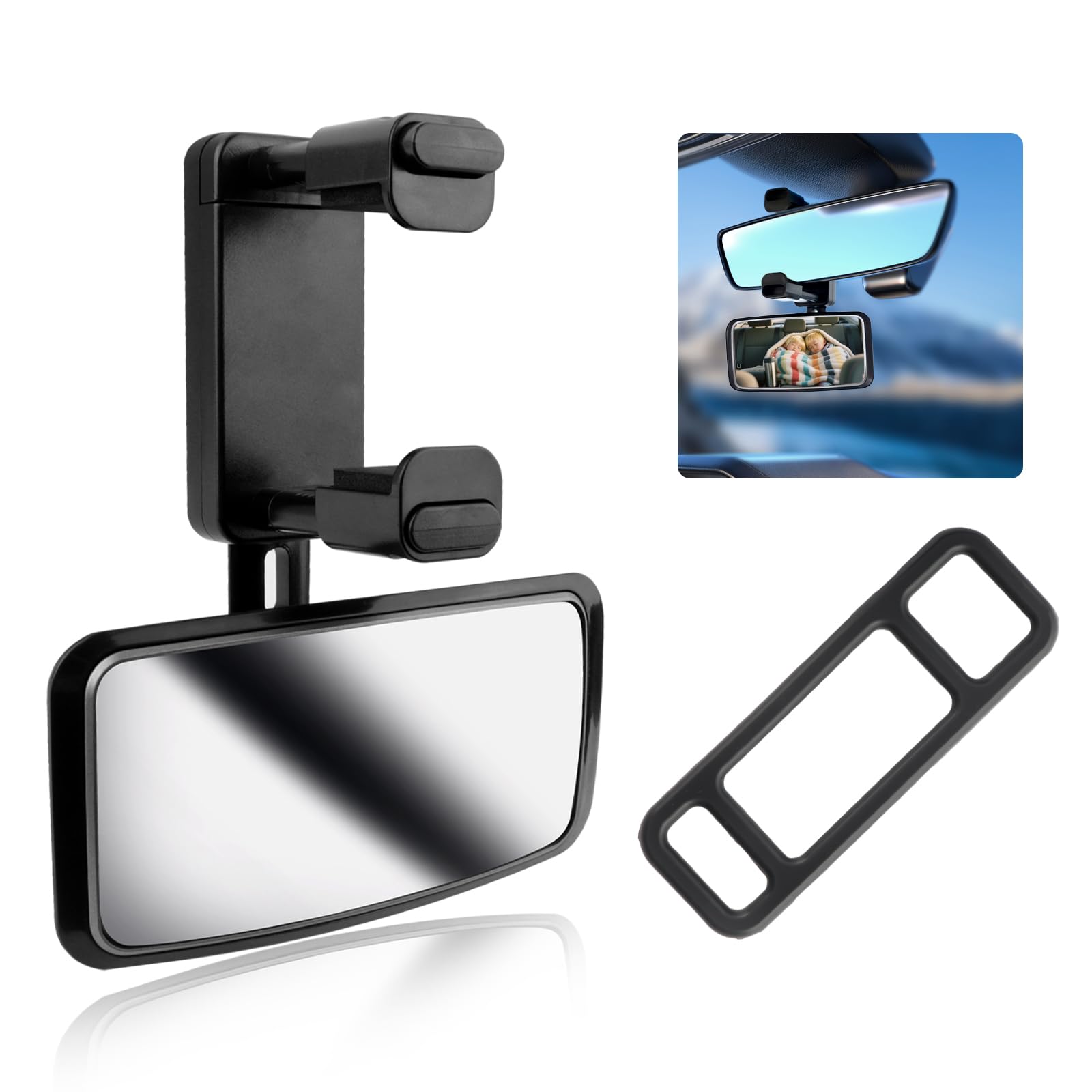 Aokdom 360-degree adjustable car mirror shows backseat view for safer driving