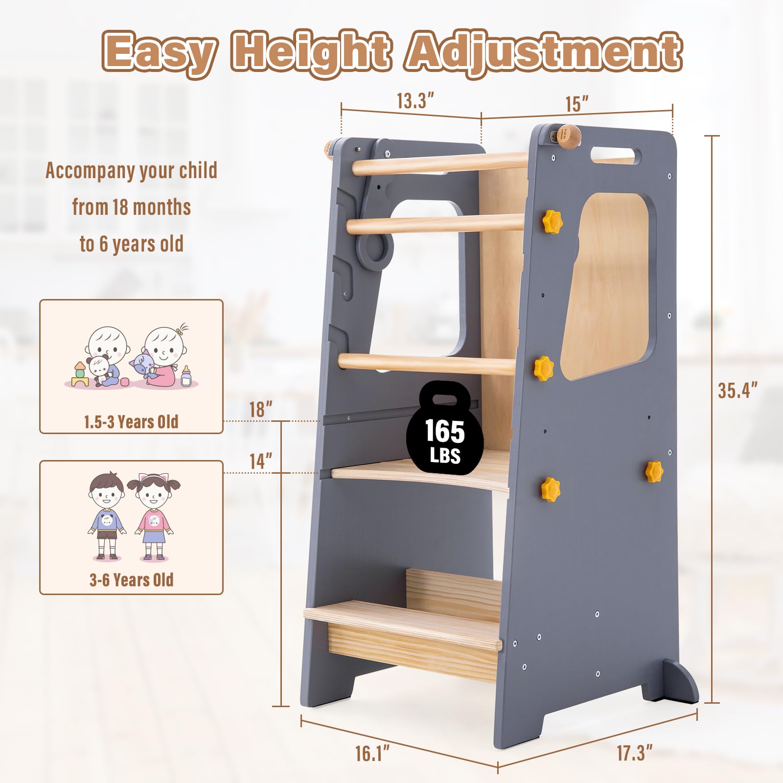 Aokkto 4-in-1 toddler kitchen tower convertible chair helps kids sit safely
