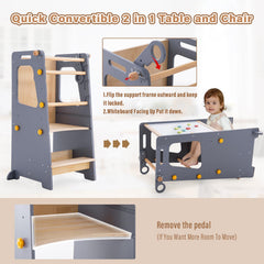 Aokkto 4-in-1 toddler kitchen tower convertible table enables quick mealtime setup