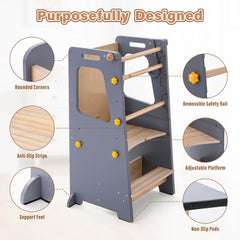 Aokkto 4-in-1 toddler kitchen tower safety rails prevent slips during activities