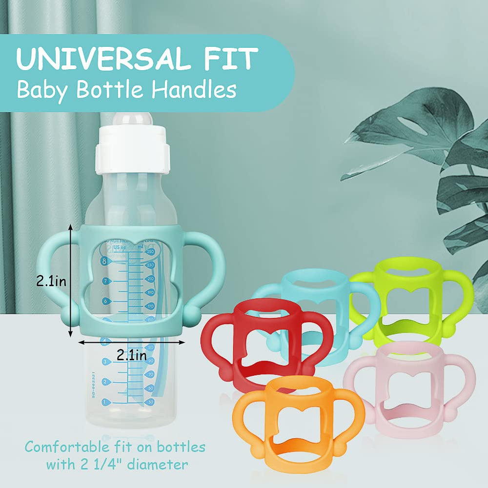 Aolso green silicone bottle handle close-up—ergonomic grip for small hands.