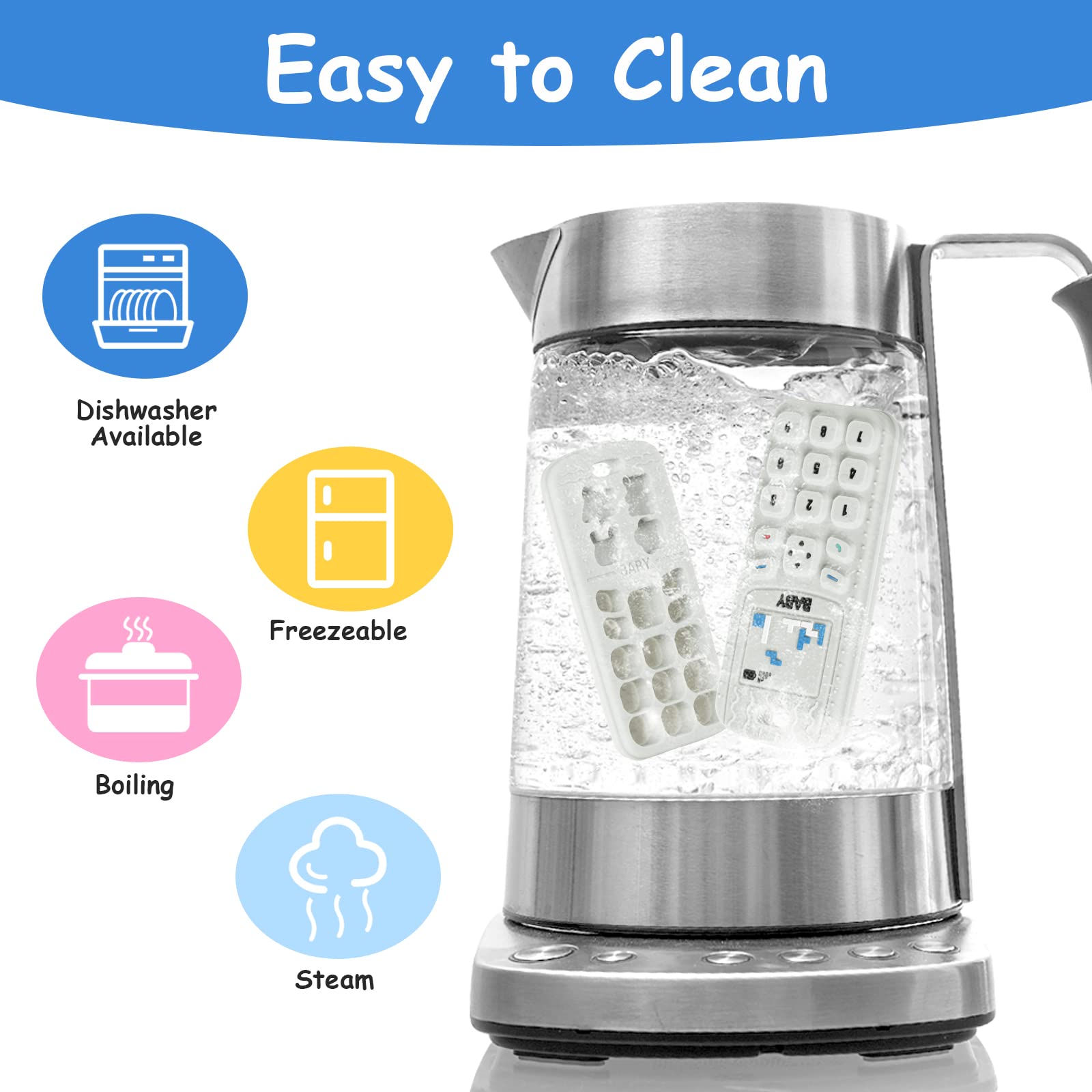 Aolso easy-clean teether is dishwasher-safe for quick cleaning.