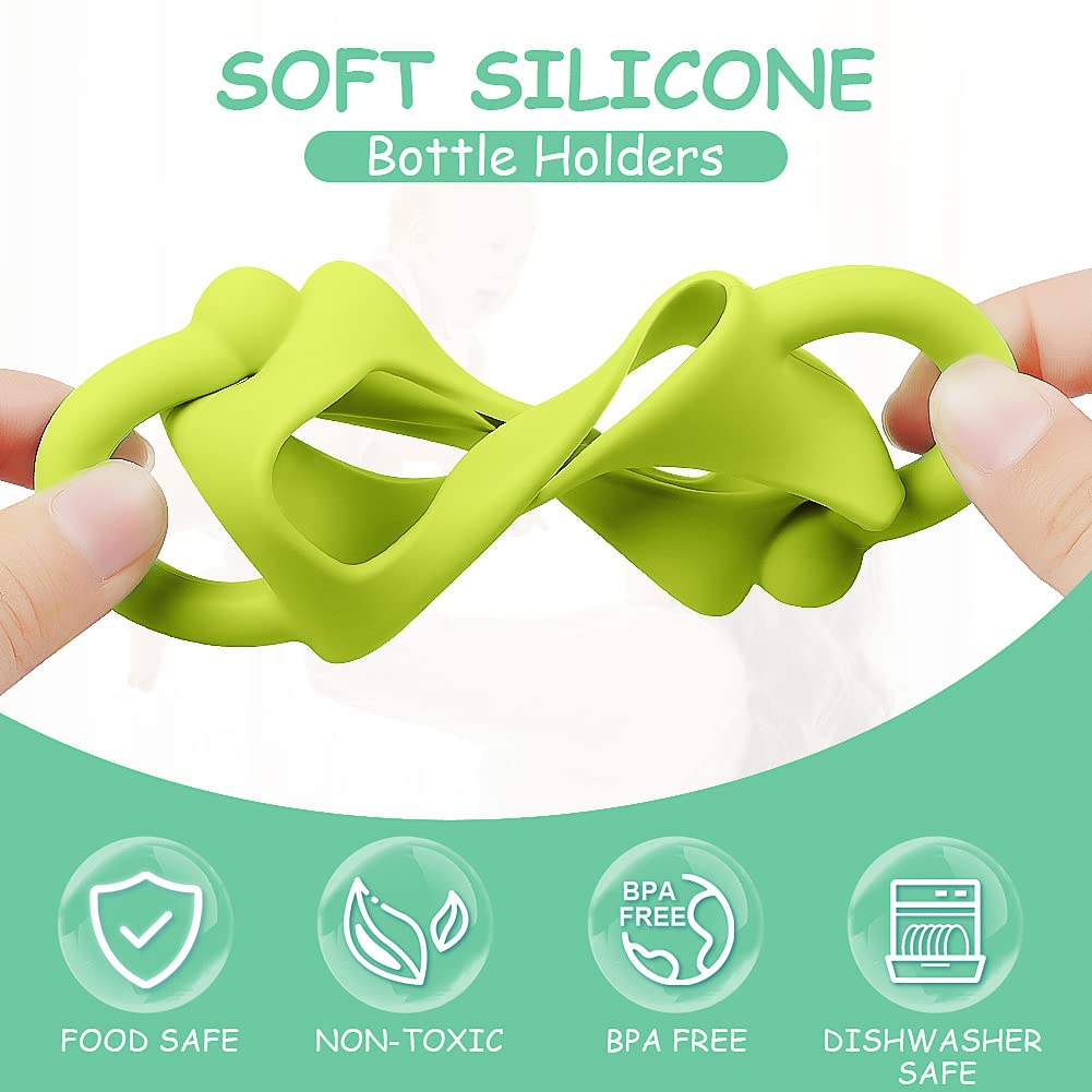 Aolso ergonomic grip silicone bottle handles offer secure hold for small hands.