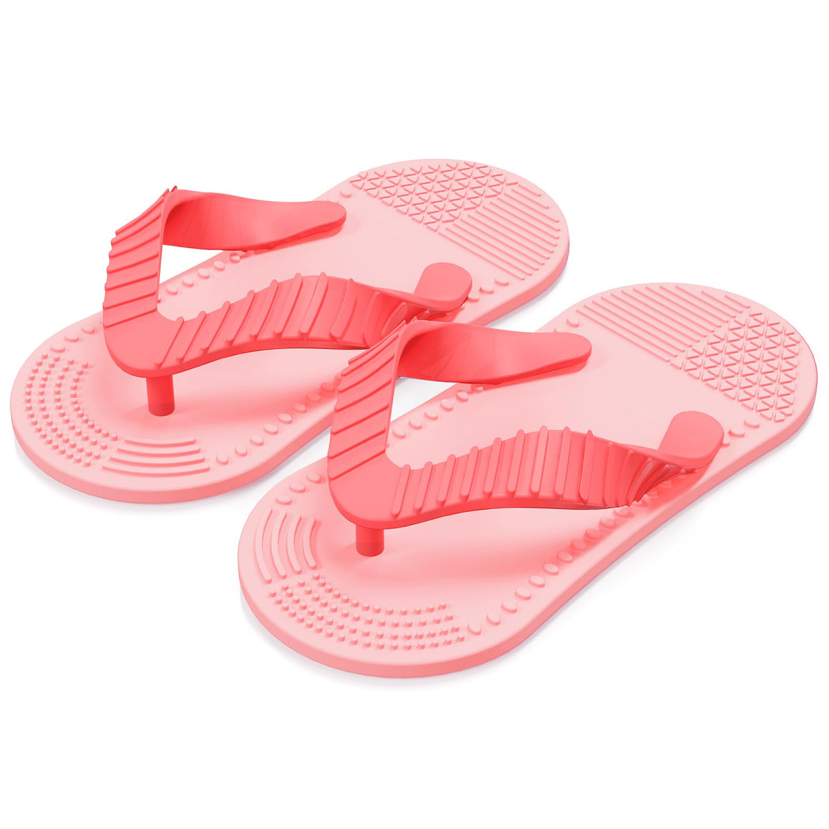 Aolso flip-flop teether pink front view with textured surfaces soothing gums