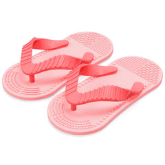 Aolso flip-flop teether pink front view with textured surfaces soothing gums