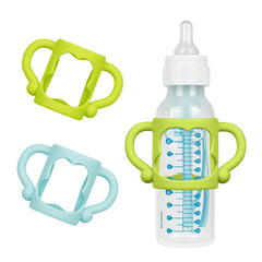 Aolso silicone baby bottle handles green and blue set provides easy grip for tiny hands.