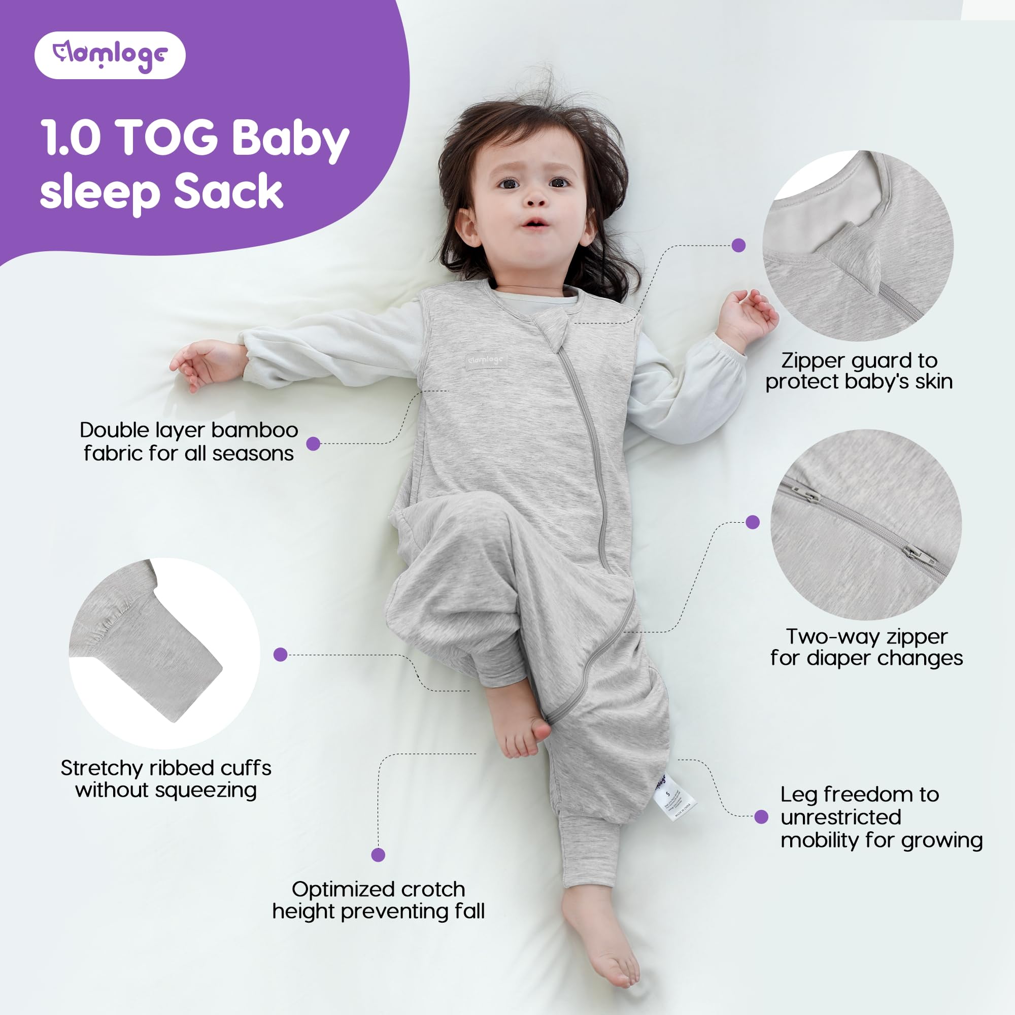 Aomloge PuppyCozy leg-opening design supports easy diaper changes.