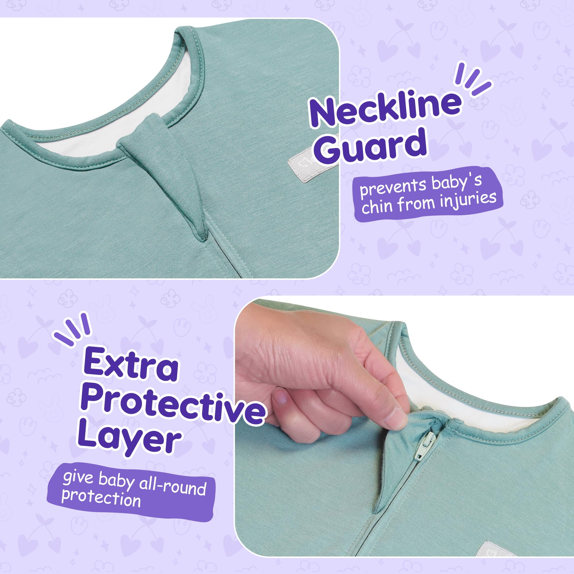 Aomloge PuppyPaws wearing sleep sack on baby during naptime for soothing sleep.