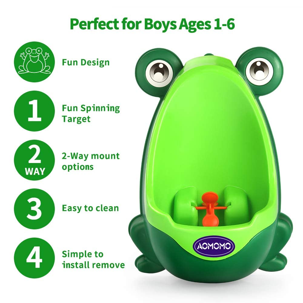 AOMOMO Urinal with strong suction cup offers adjustable height for growing toddlers.