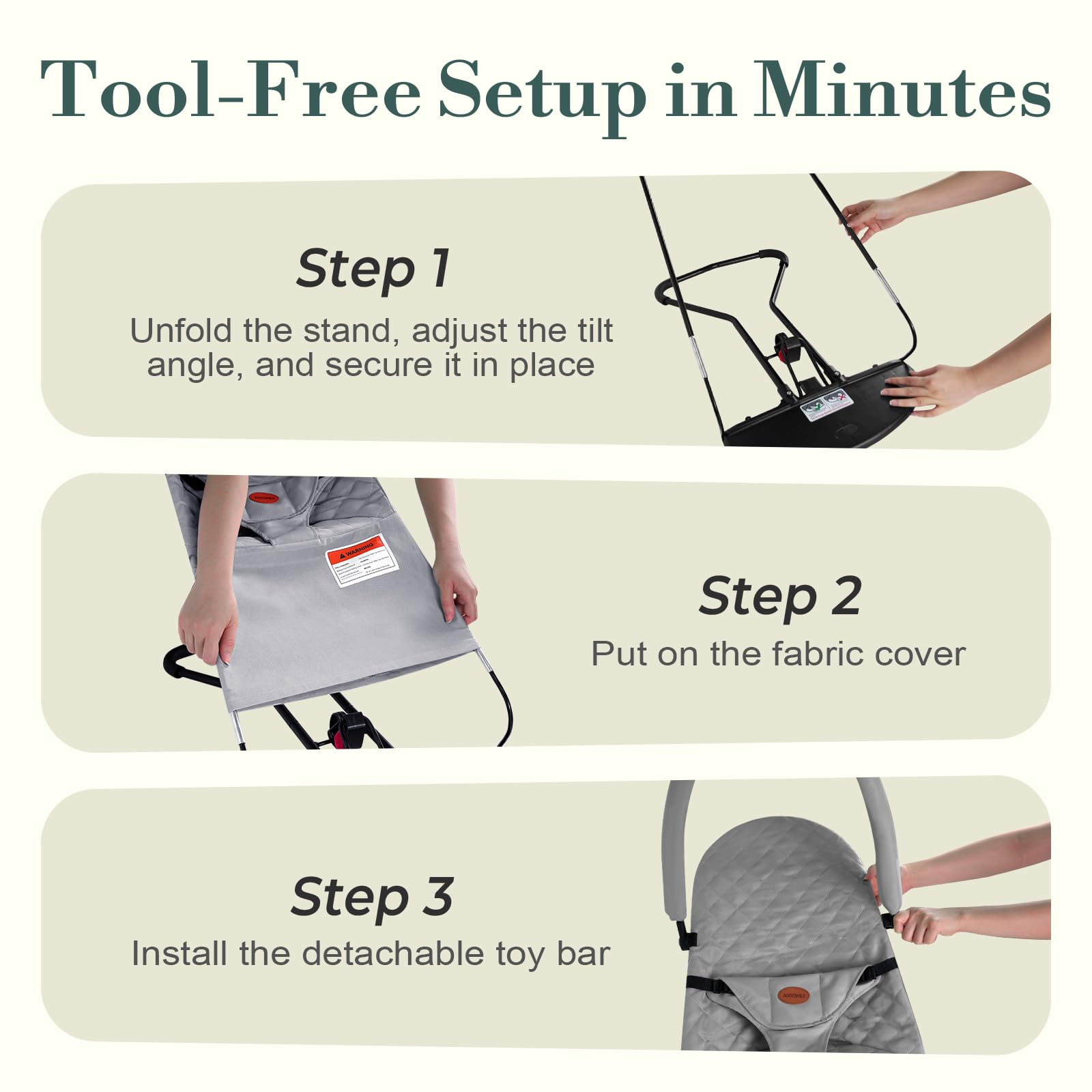 AOOTSMILE bouncer packs compactly for storage and travel.