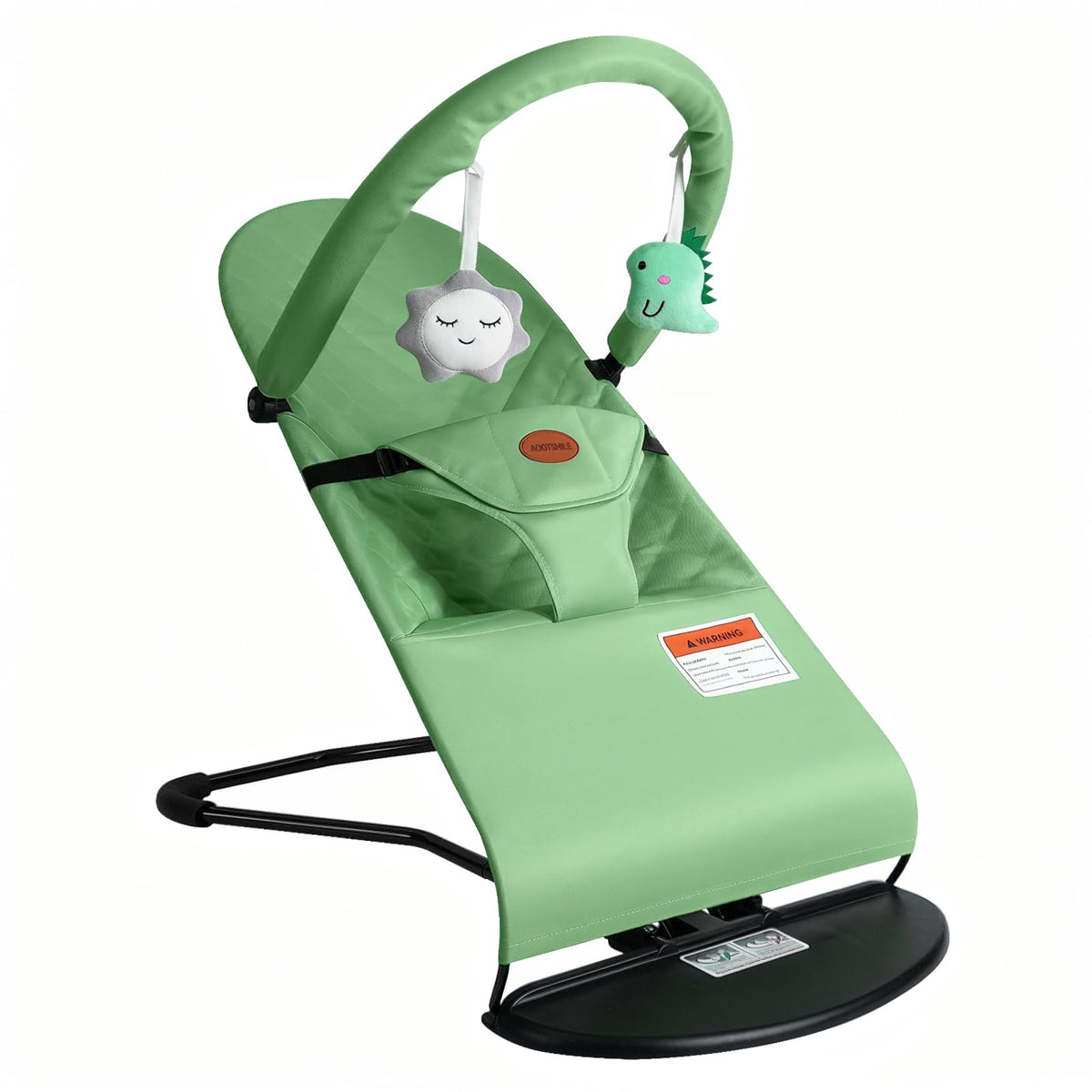 AOOTSMILE Bouncer Seat with ergonomic backrest supports tiny spines during rest and play.