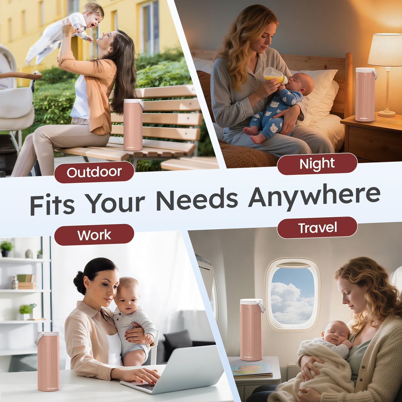 AOOTSMILE compact design fits diaper bag for quick outings.