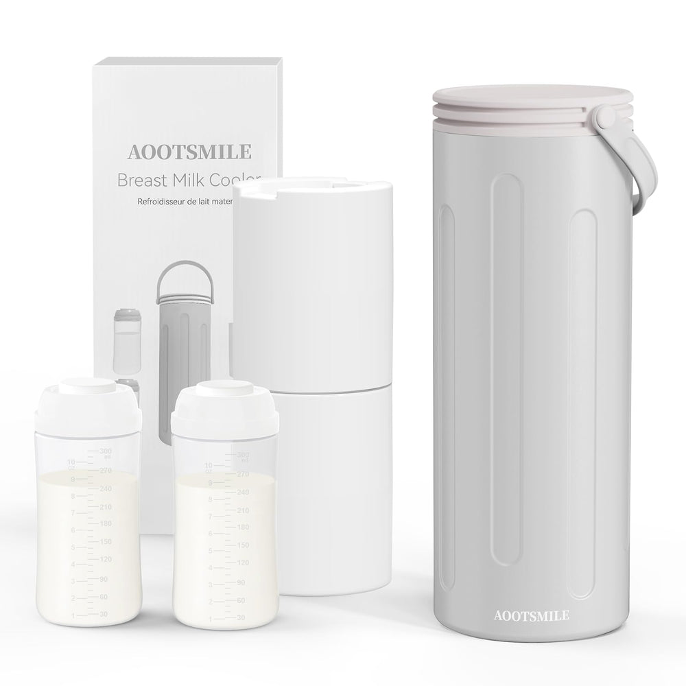 AOOTSMILE portable breast milk cooler closed for travel-ready storage on the go.