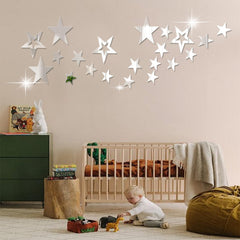 aooyaoo stars acrylic mirror wall stickers closeup showing reflective sparkle for nursery backdrop