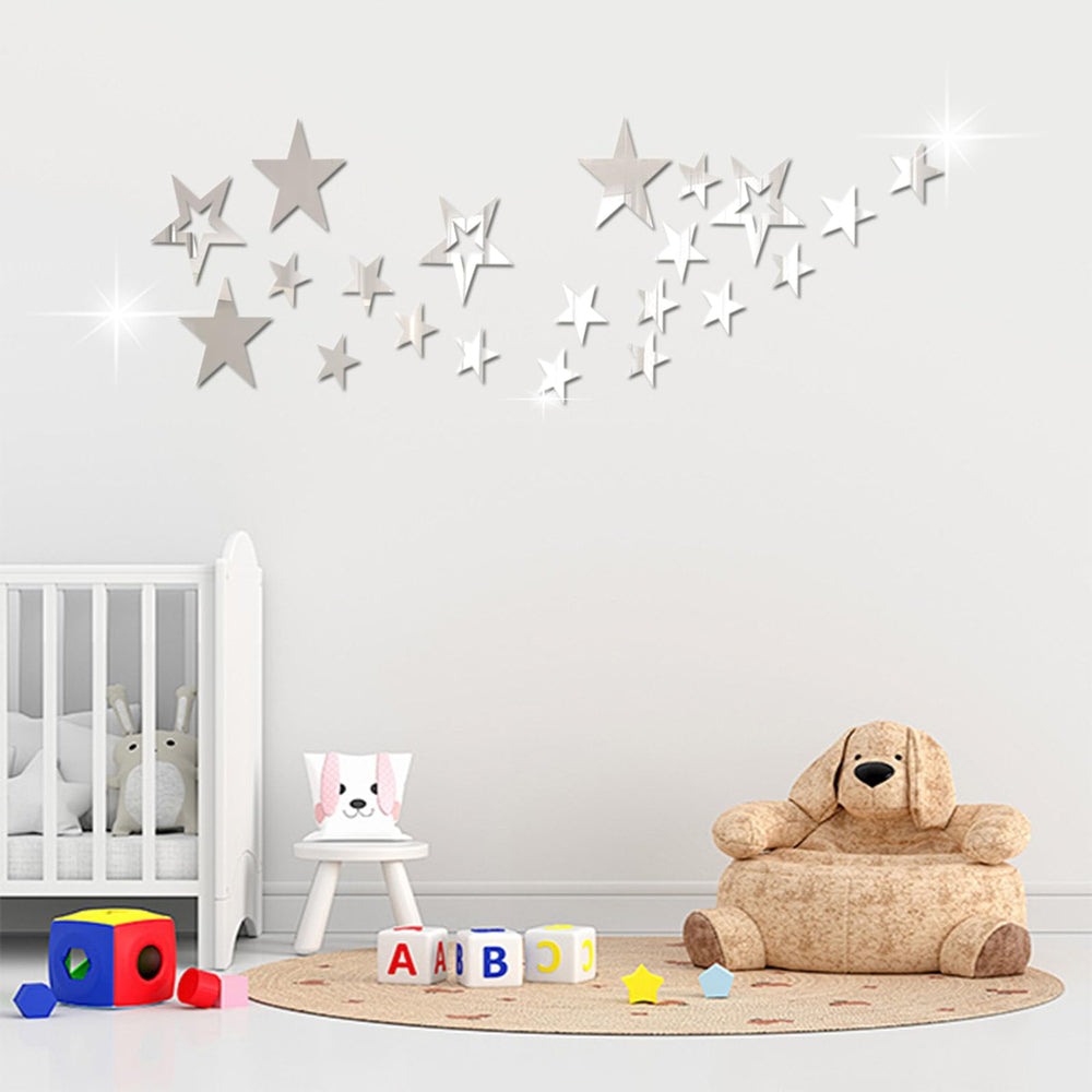 aooyaoo stars acrylic mirror wall stickers packaging shot highlighting durable design and ease of use