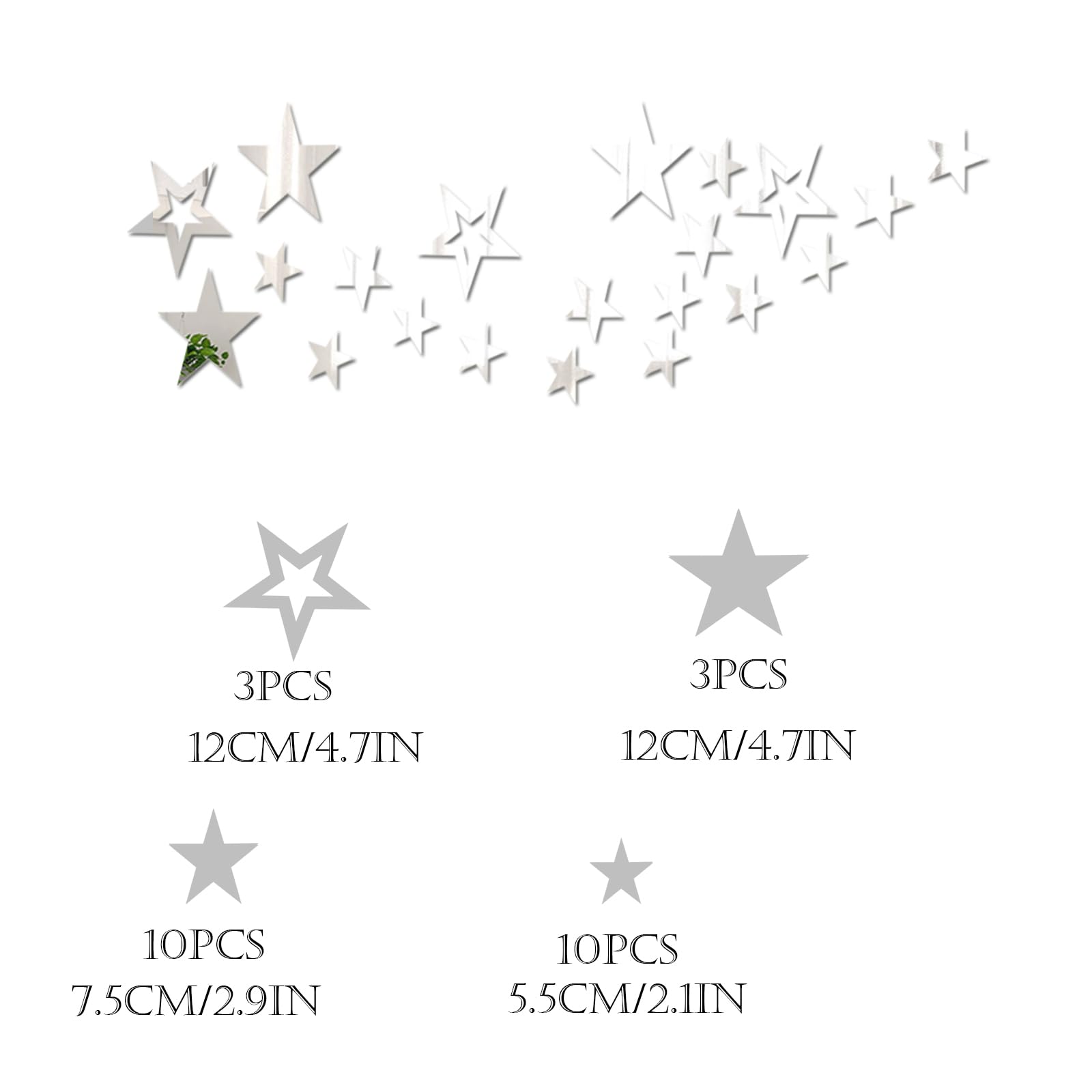 aooyaoo stars acrylic mirror wall stickers on wall demonstrating easy application for baby room