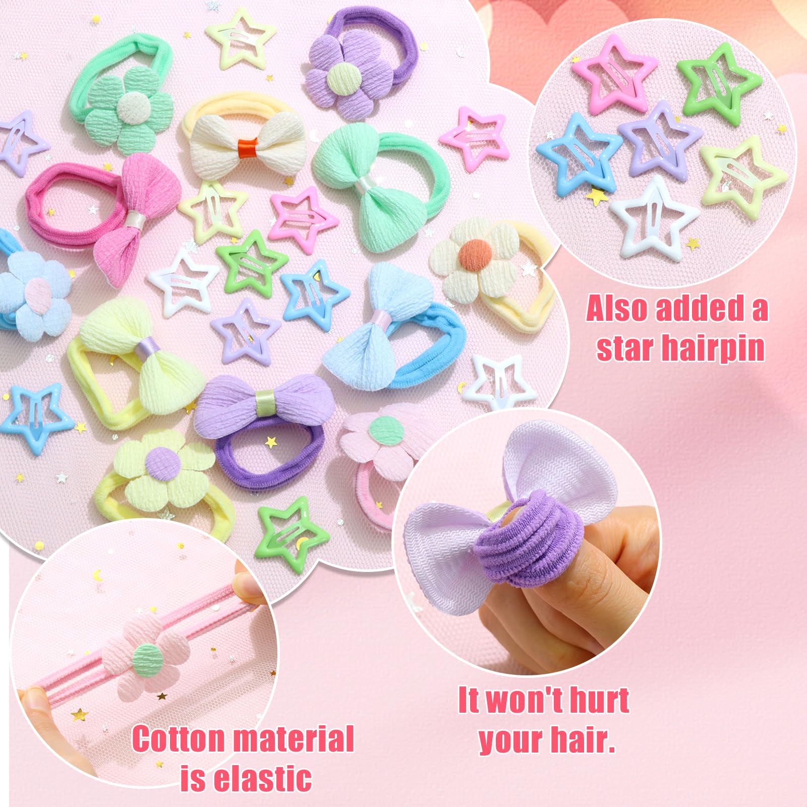 AOREAS cute flower elastic scrunchies for gentle tresses