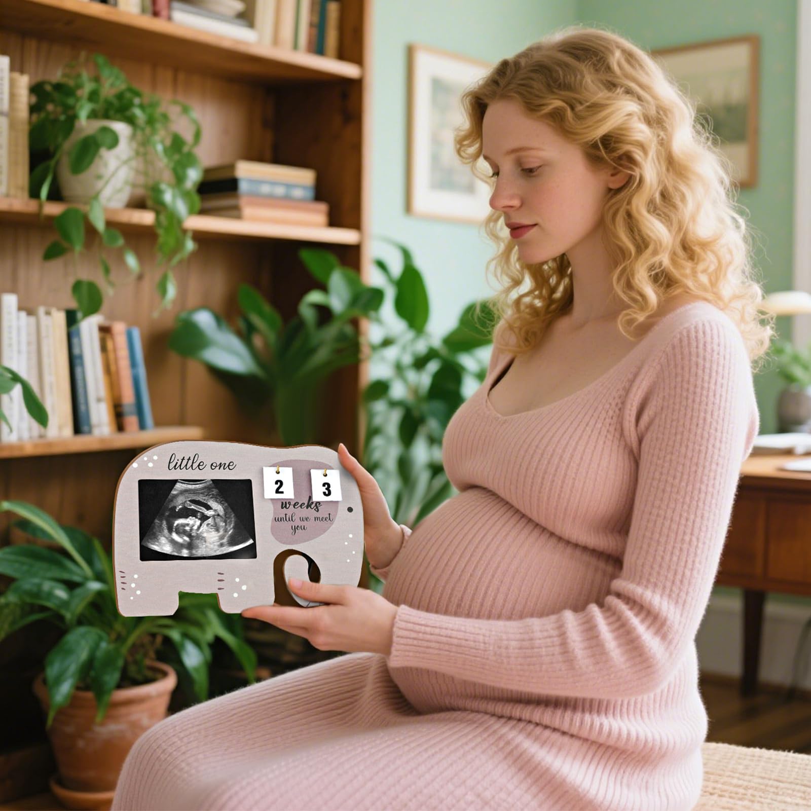 Aosemili sonogram frame on tabletop with wall display option for versatile placement