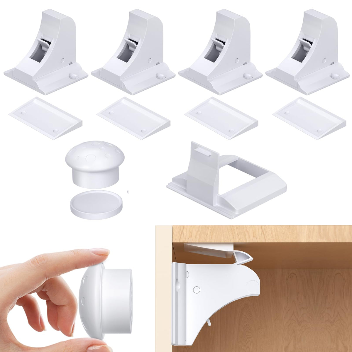 AOSITE magnetic cabinet lock hidden inside cabinet maintains clean look.