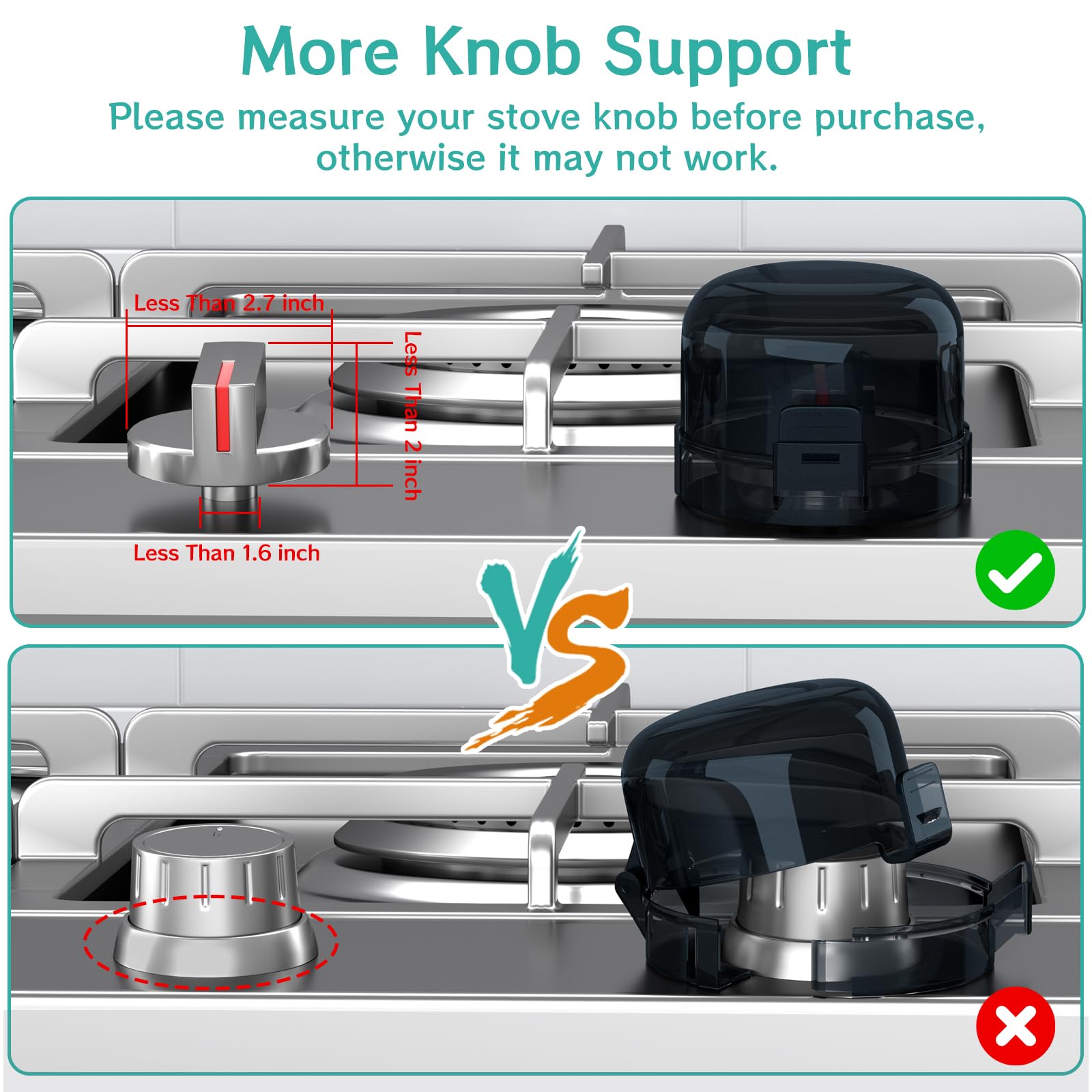 AOSITE knob cover close-up highlighting durable PC material and heat resistance.