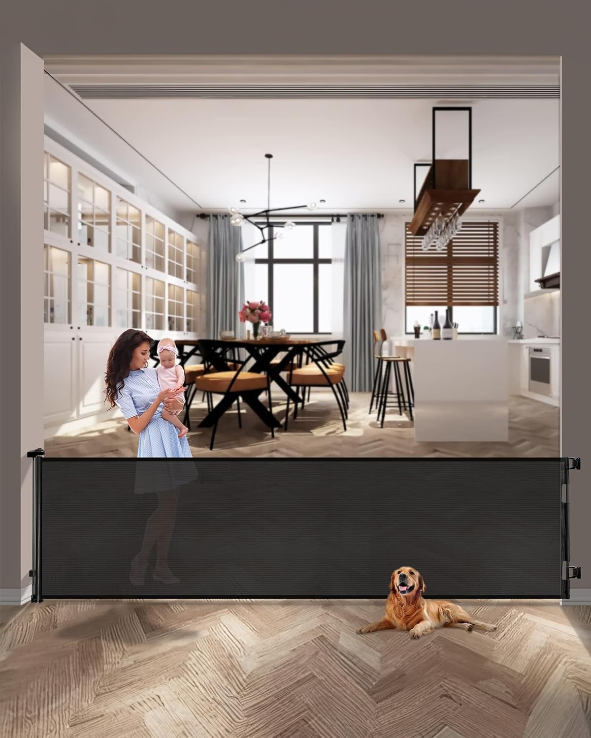 AOURMKOOP 118-inch gate extended to fit wide openings for versatile safety use