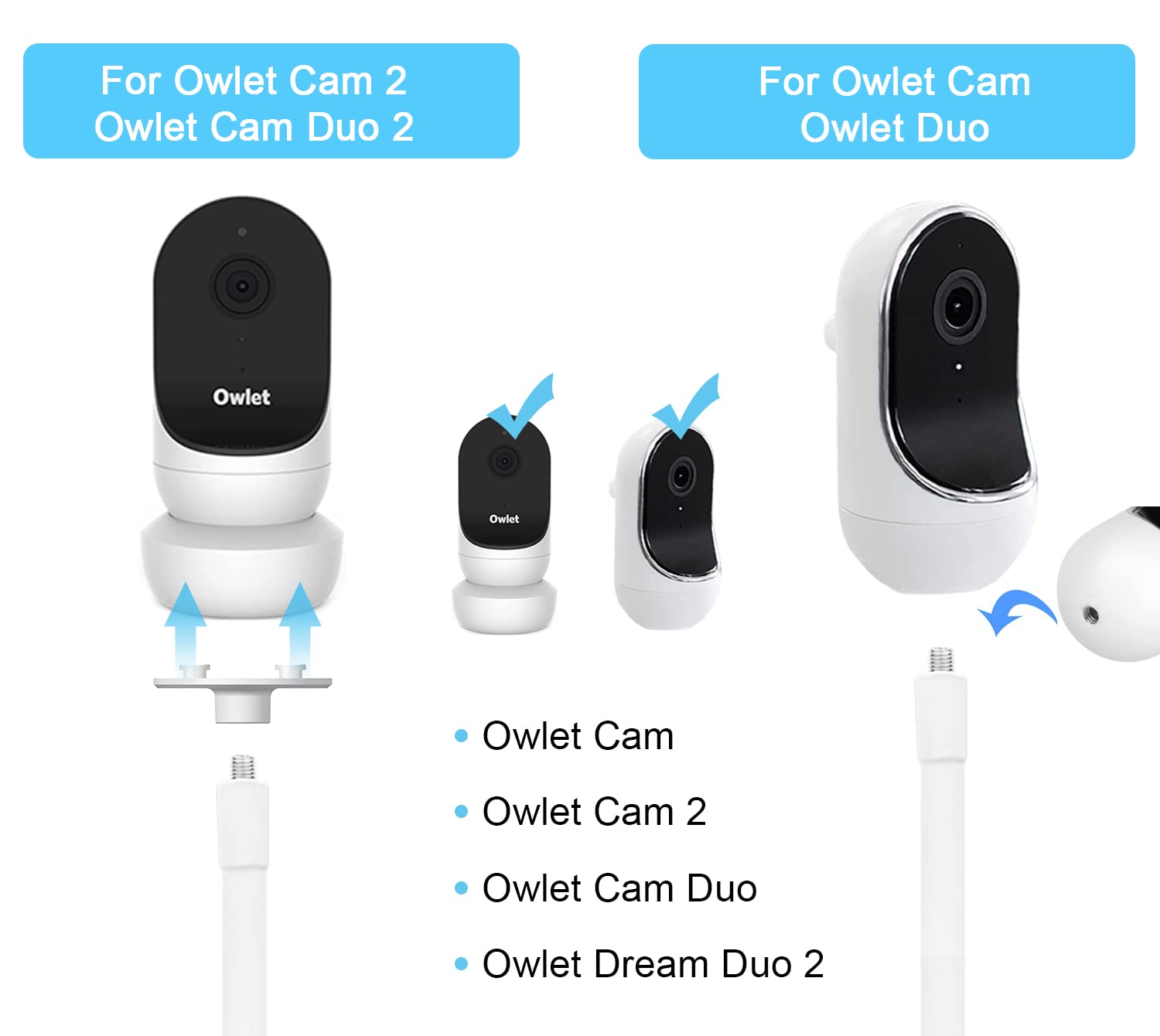 AOZTSUN gooseneck 15.7in shows flexible angle adjustments for baby camera.