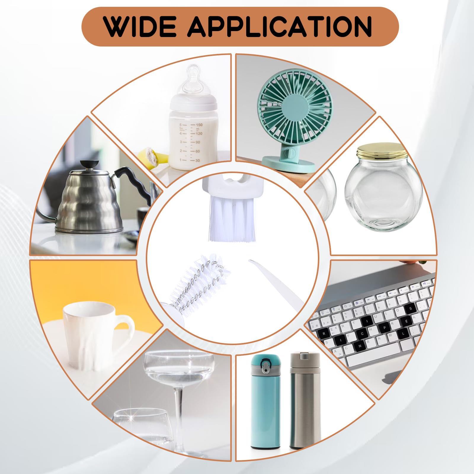 Apausvcm rotatable-head brush offers 180-degree reach for hard-to-clean areas.