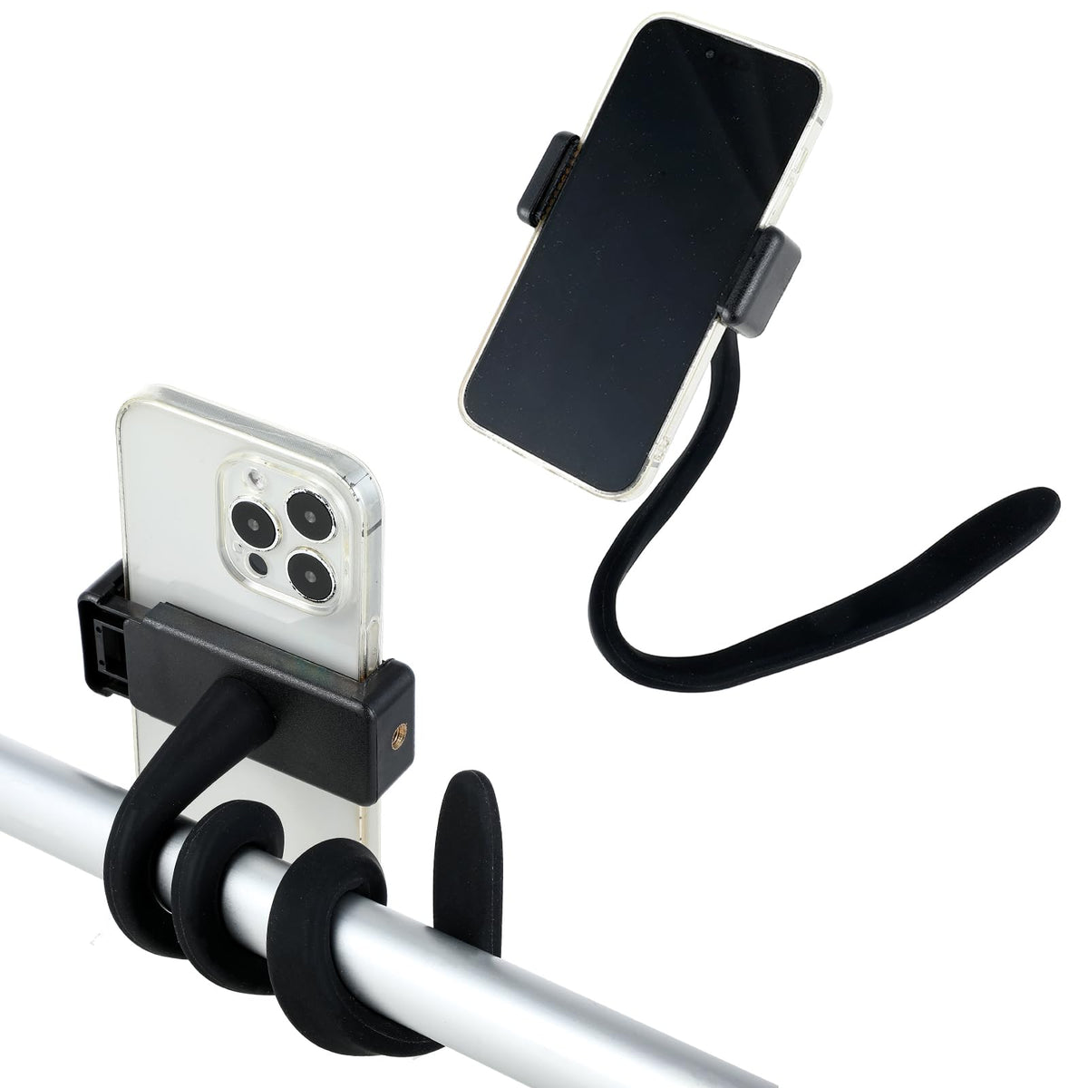 Apausvcm stroller phone holder clip secures your phone with one-handed ease during strolls.