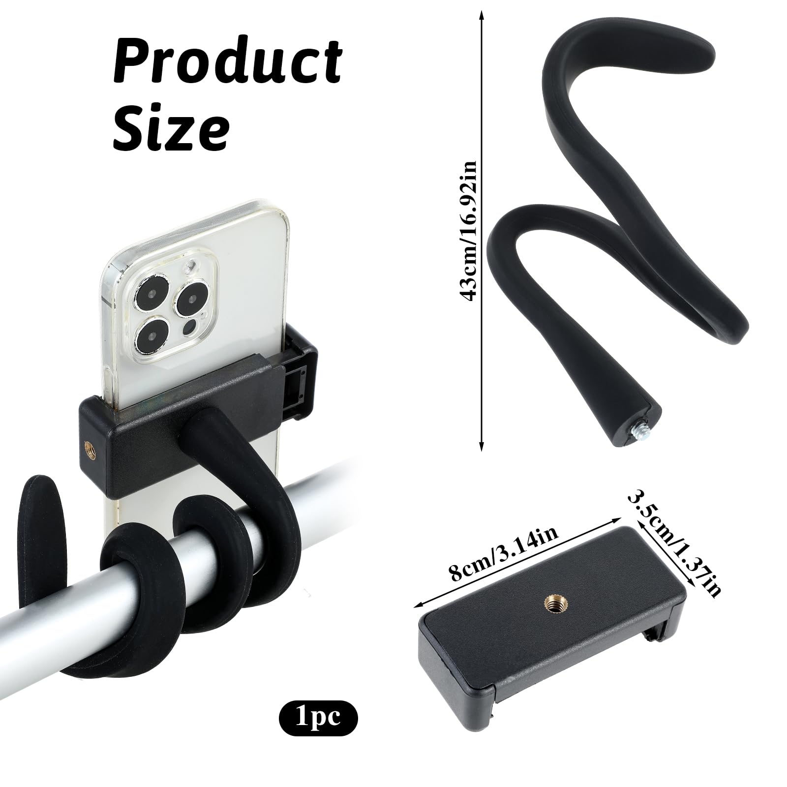 Apausvcm soft alloy clamp grips securely on handlebars and rails for stable viewing.