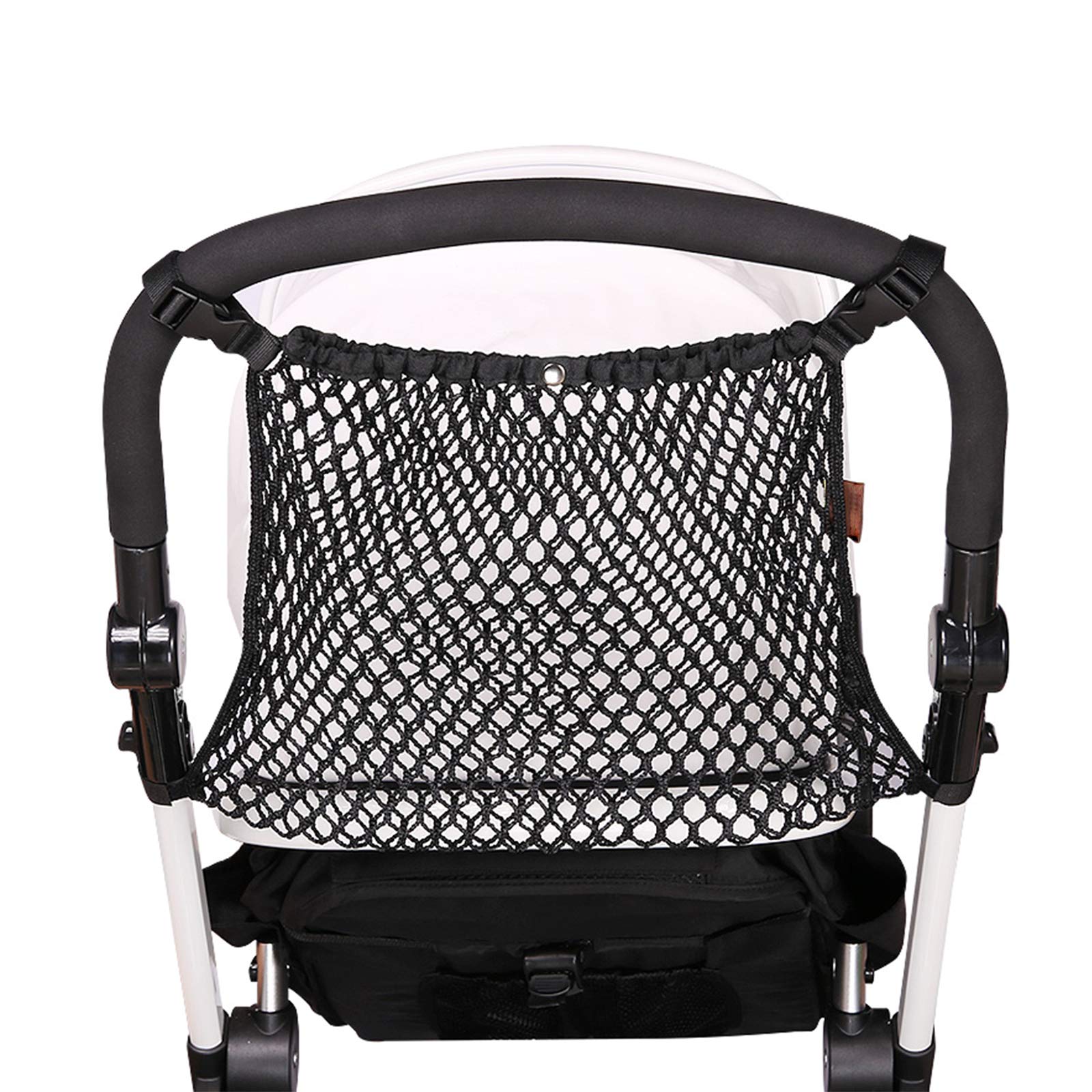 Aphbrada universal stroller organizer mesh bag for quick access snacks and gear