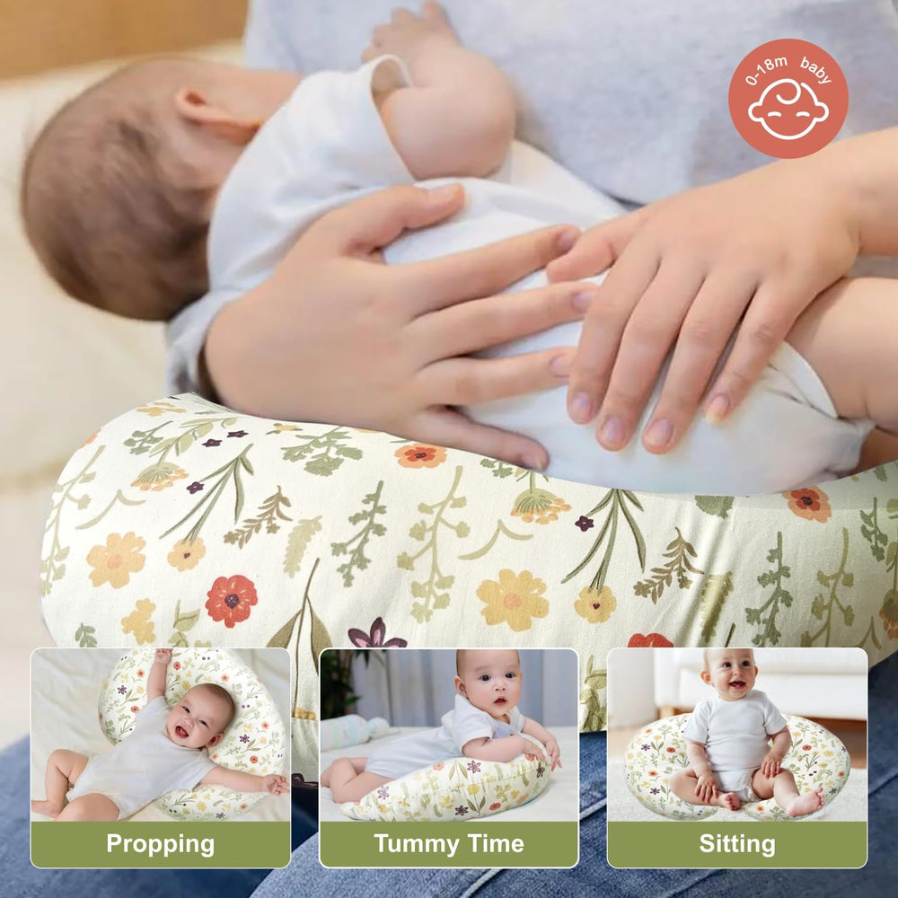 Aphrfamma nursing pillow in baby-support position aiding head and neck alignment
