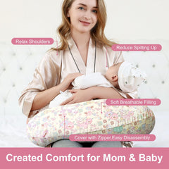 aphrfamma pony nursing pillow supports baby head and neck during bottle feeding.