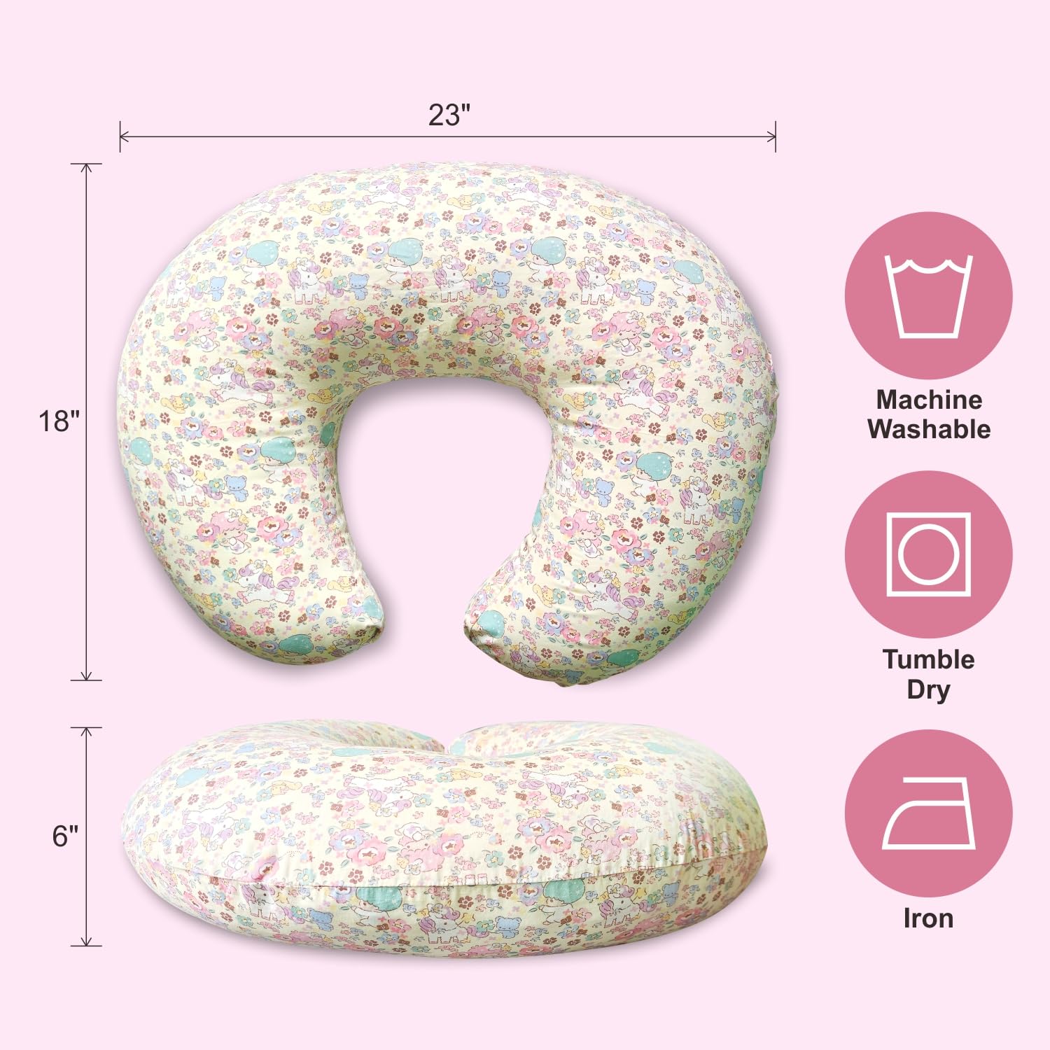 aphrfamma pony nursing pillow features machine washable cover for quick care.