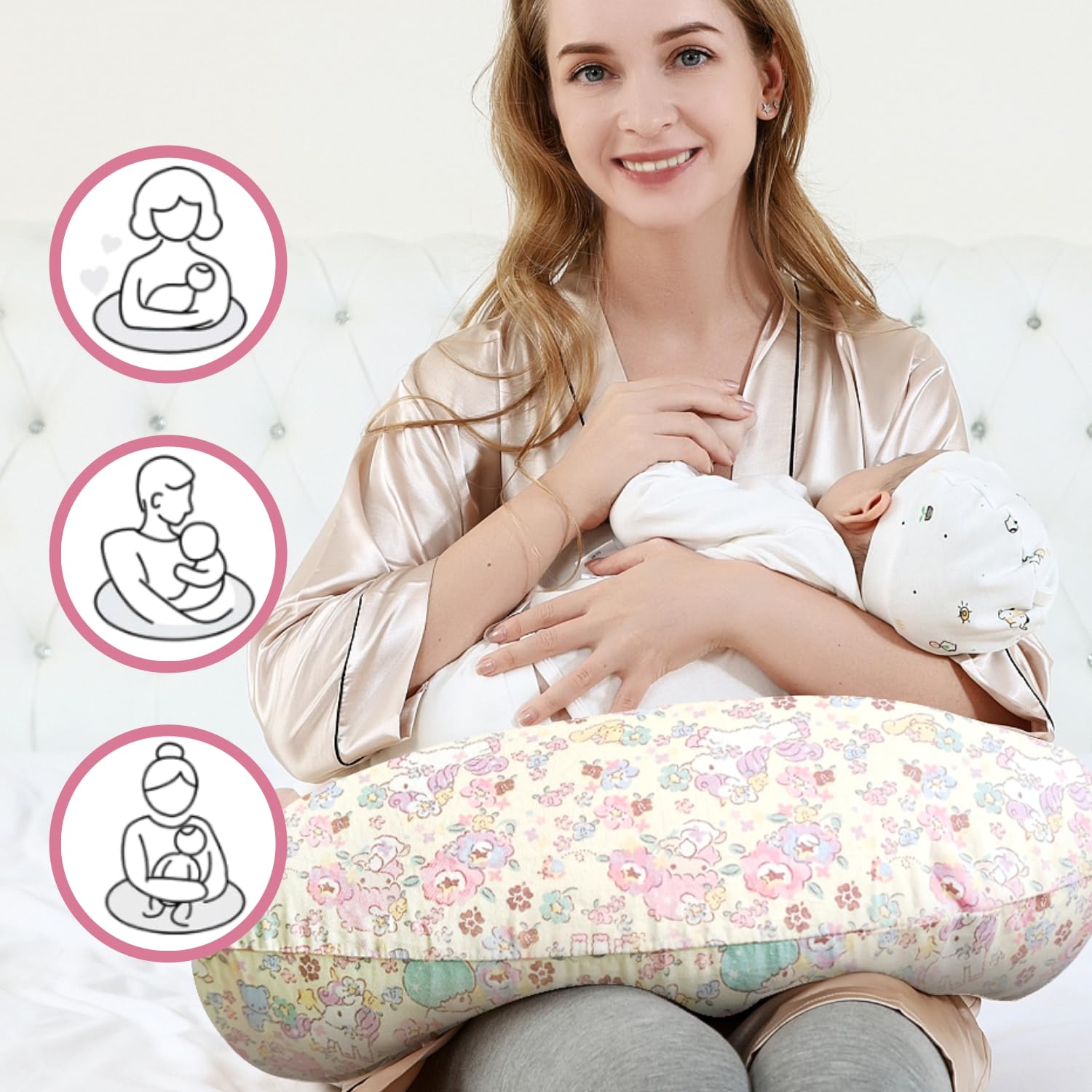 aphrfamma pony nursing pillow cushions mom's arm and lumbar during extended feeds.