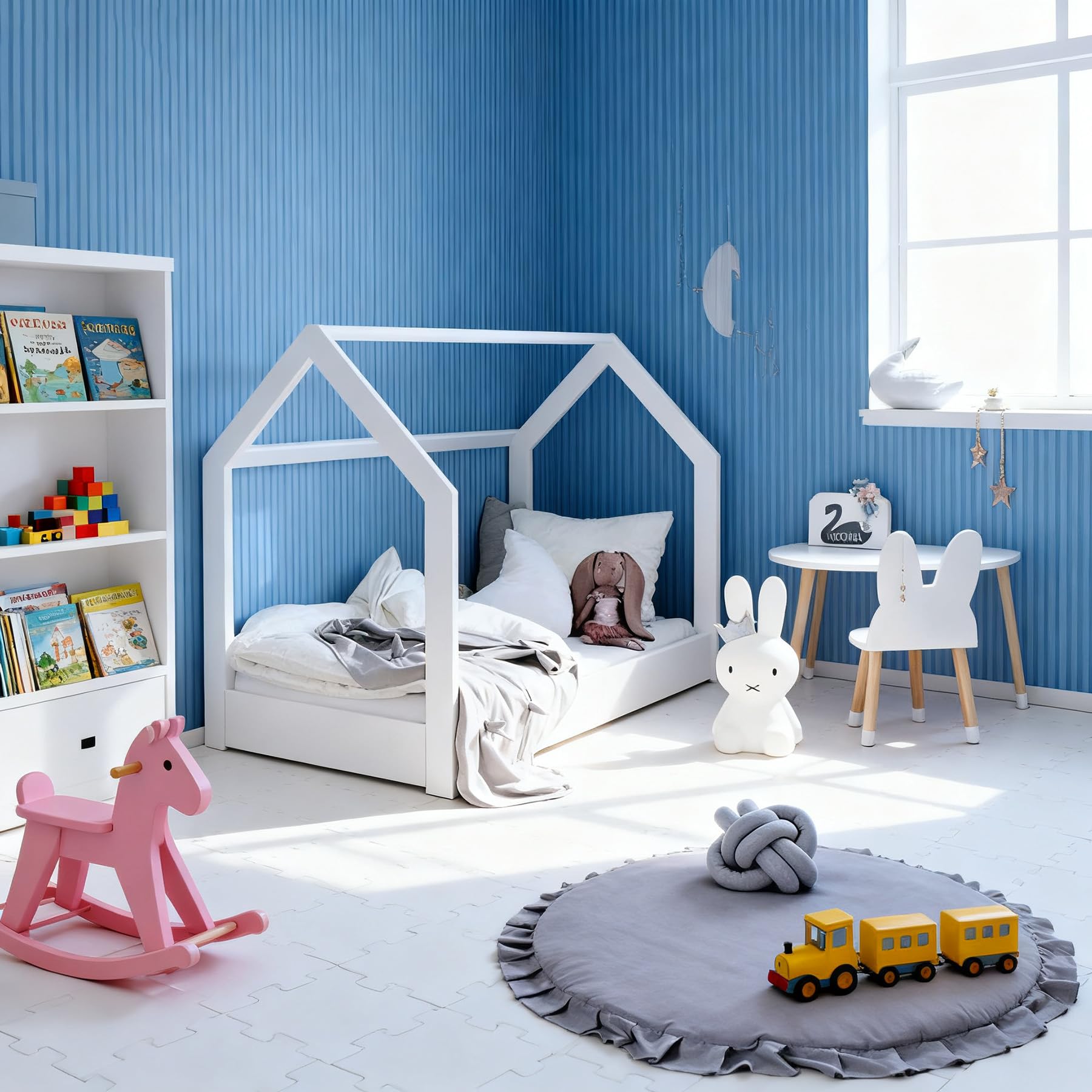 Apioiqa cotton-round-nursery-rug-multi-functional-use suitable as a safe play surface.