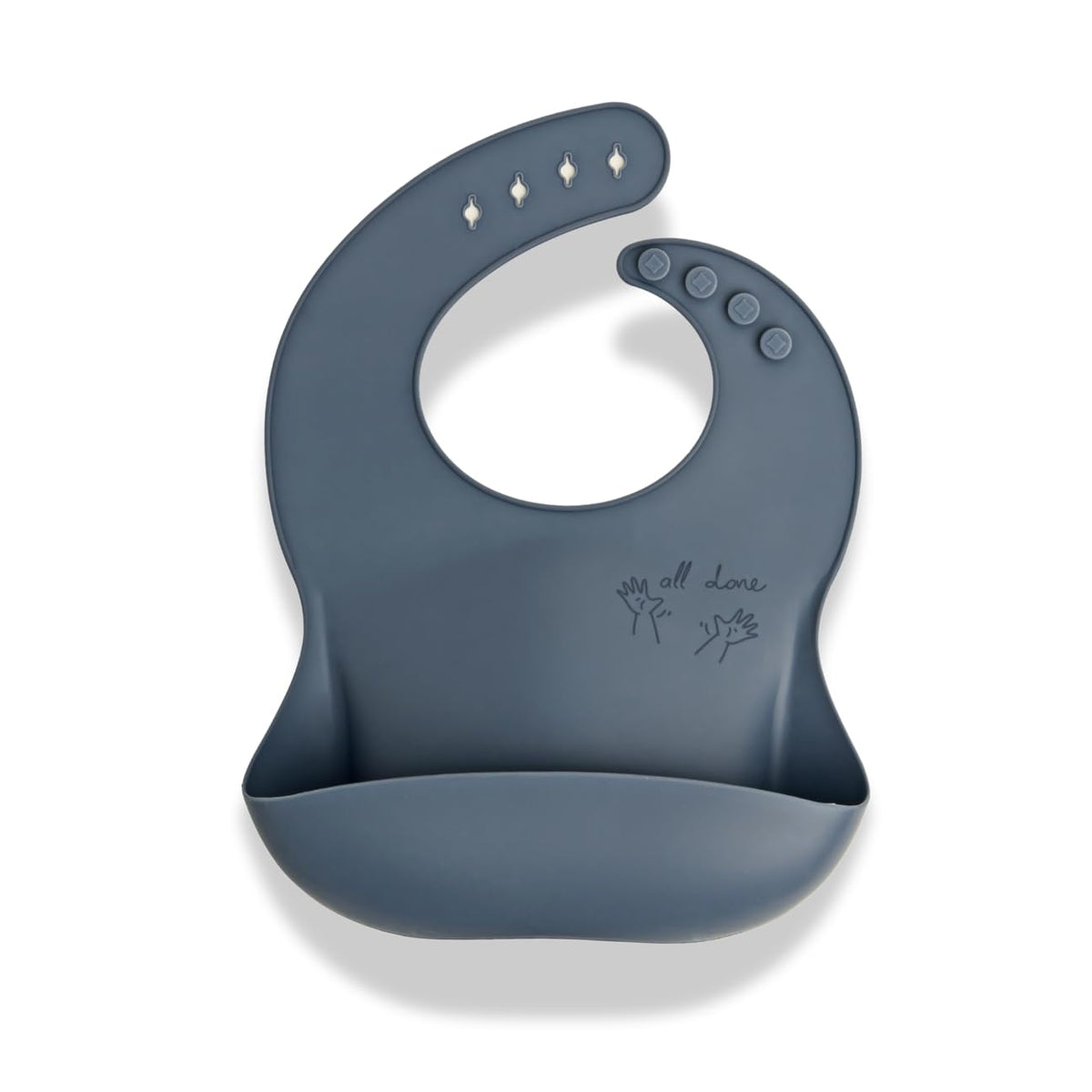 APLAINR baby sign language bib all done sign blue hour front view for engaging meals