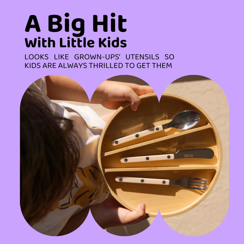 APLAINR kids silverware forks help toddlers self feed with confidence.