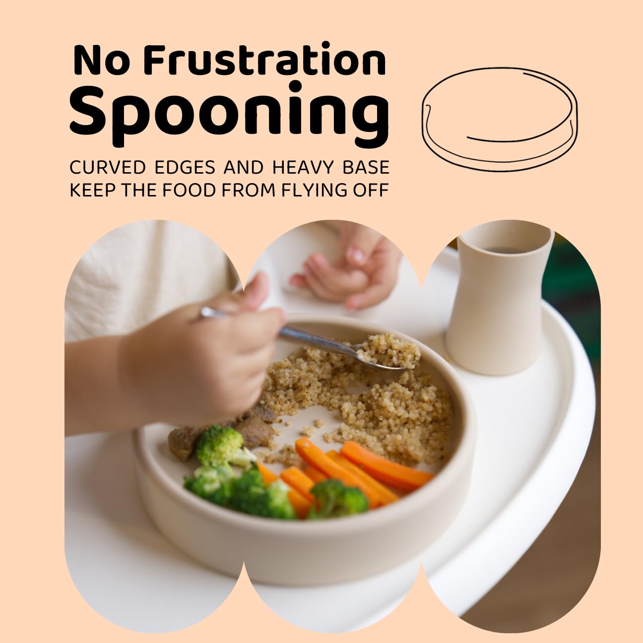APLAINR weighted base reduces mess during mealtimes
