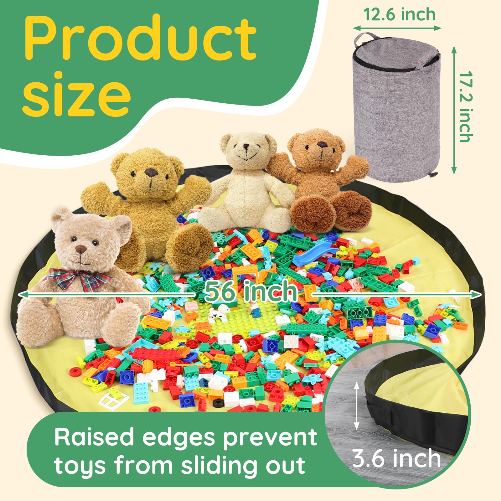 APOBATK foldable toy bin with liner, compact setup supports easy storage between uses