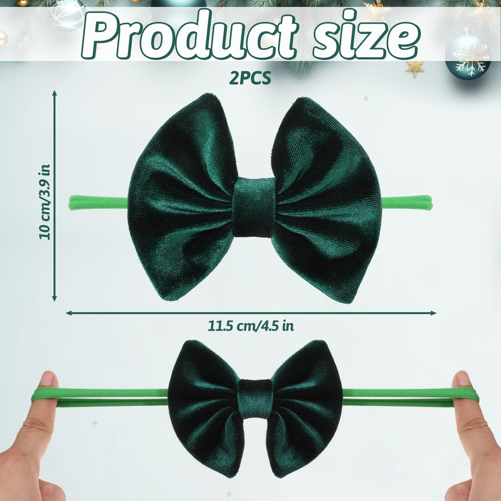 Apojgitn green velvet bow closeup highlighting festive color for holiday outfits