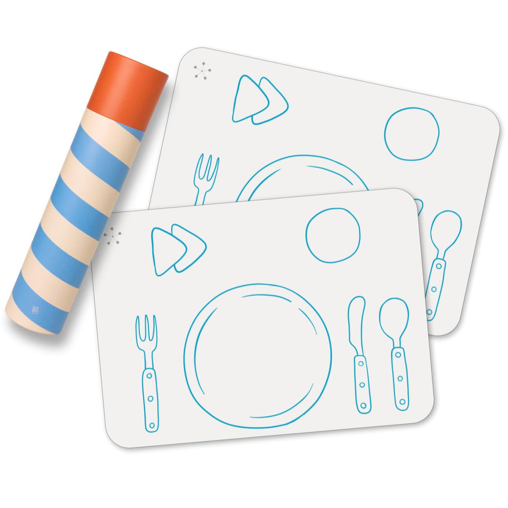 APLAINR Montessori placemat with plates and utensils supports independent kid mealtime.