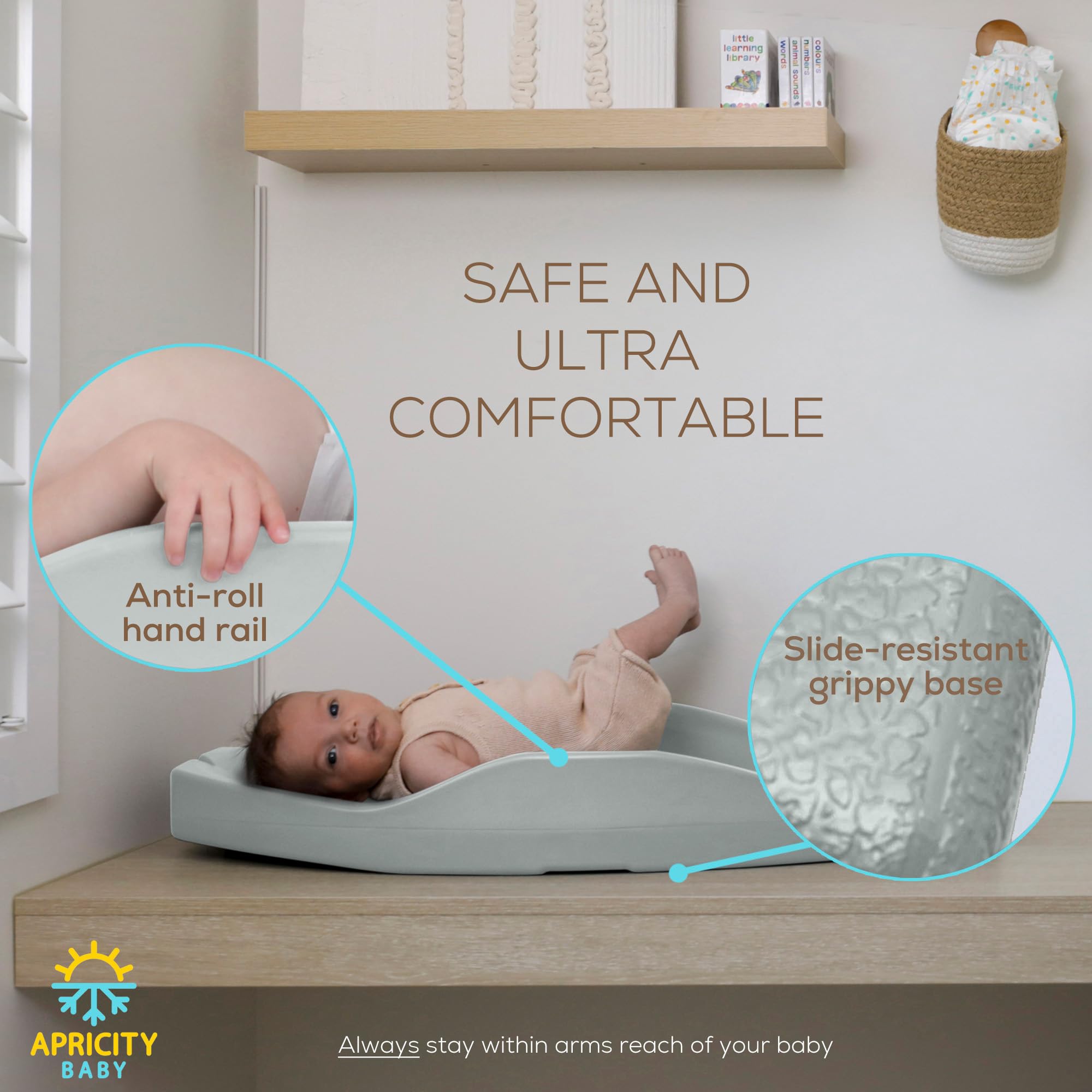 Apricity Baby Diaper Changing Pad extra-large 80x50 cm for growing babies fits most dressers.