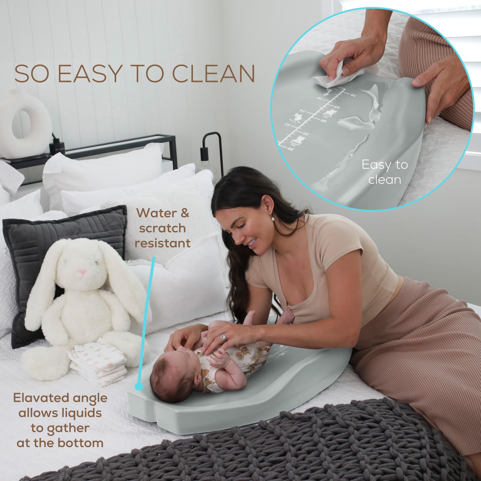 Apricity Baby Diaper Changing Pad raised sides contour design keeps baby secure during changes.