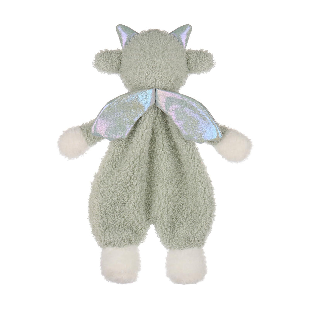 Apricot Lamb Dragon Soft Lovey green baby crib setting demonstrates portable comfort companion