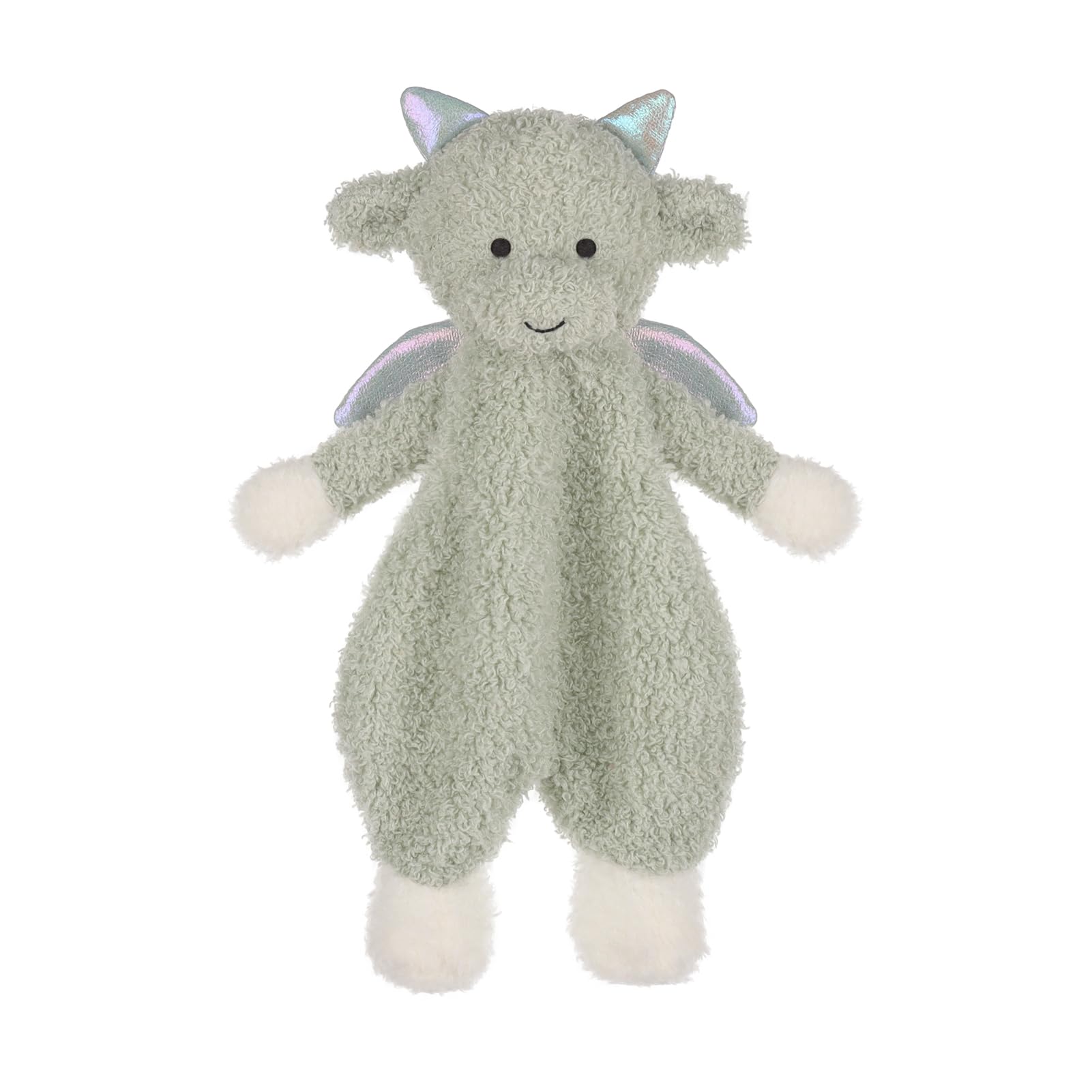 Apricot Lamb Dragon Soft Lovey green closeup emphasizes plush texture for calming baby touch