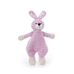 Apricot Lamb corduroy purple bunny lovey face detail for soothing bedtime routine.