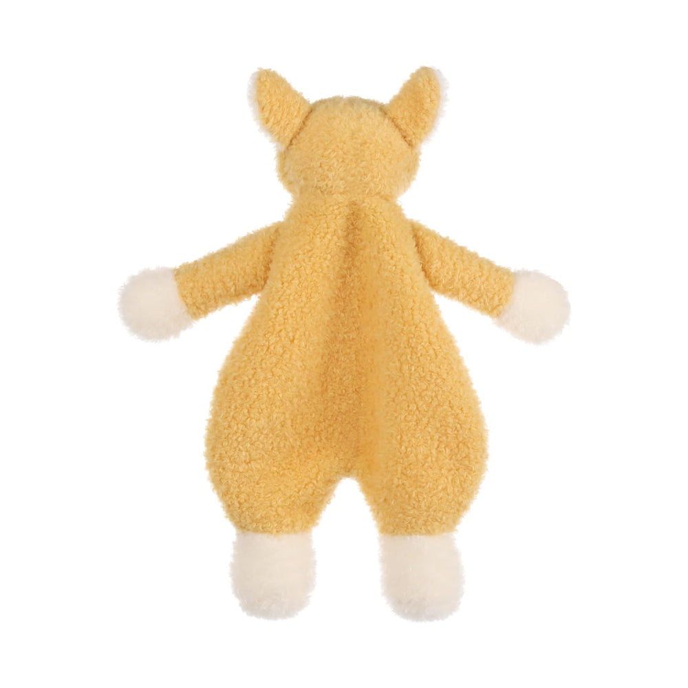 Apricot Lamb Corgi Lovey's attached stuffed friend stays securely with baby.