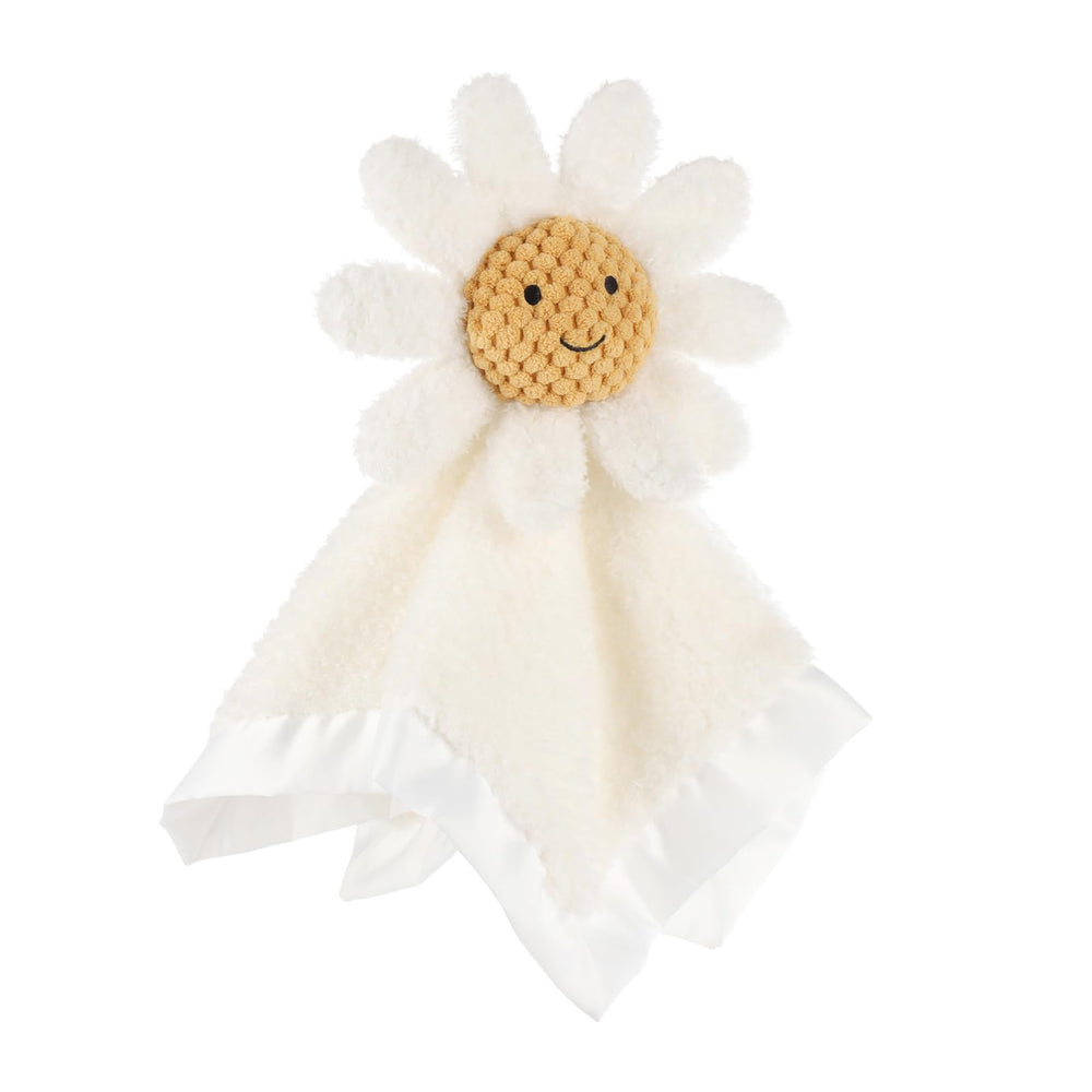 Apricot Lamb Daisy soft lovey washable-material shows easy-care for busy parents.