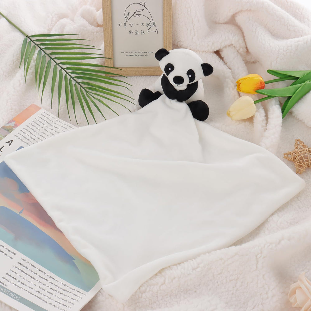 Apricot Lamb panda plush image highlights 10 inch size for easy daytime snuggles