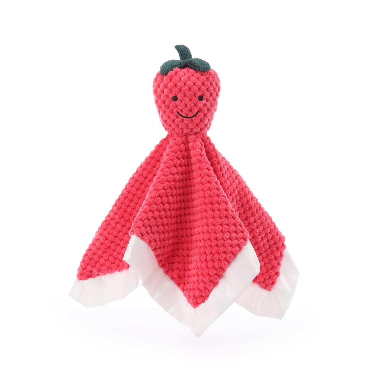 Apricot Lamb stuffed fruit strawberry blanket closeup shows plush softness for calming baby moments.